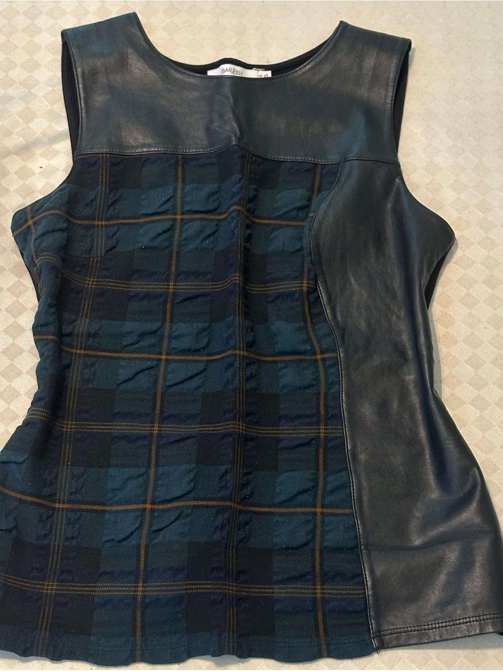 Bailey 44 Plaid and Leather Top
